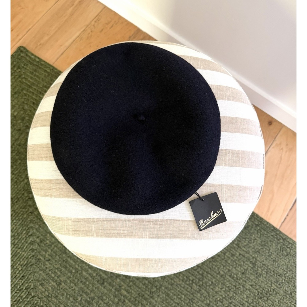 Borsalino 100% Wool Beret NWT Dark Navy Blue Made in Italy Sz XL 62 cm Unisex